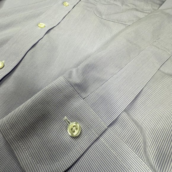 Brooks Brothers Dress Shirt size‎ 16.5 Large Blue fine pin stripes Very Nice! - Picture 5 of 9